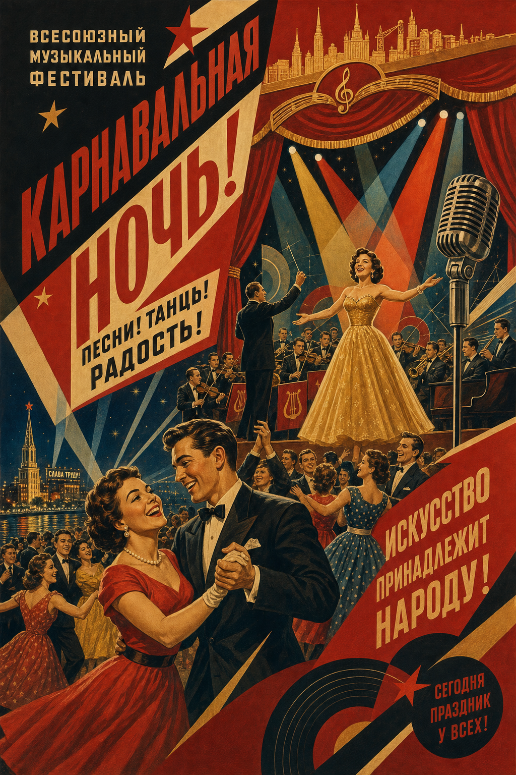 Карнавальная ночь — советский ретро-постер